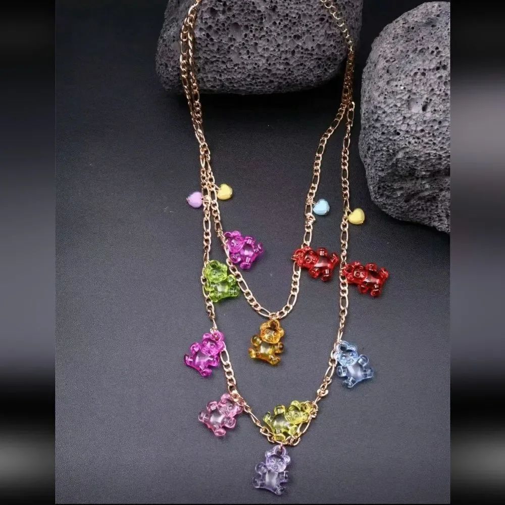 Adorable Colorful Teddybear Necklace 